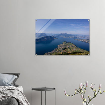 Acrylic glass print Central Switzerland: Breathtaking view over Lake Lucerne from the Rigi