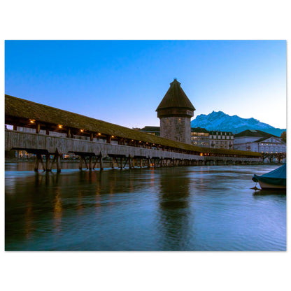 Chapel Bridge Lucerne &amp; Snowy Pilatus Forex Print