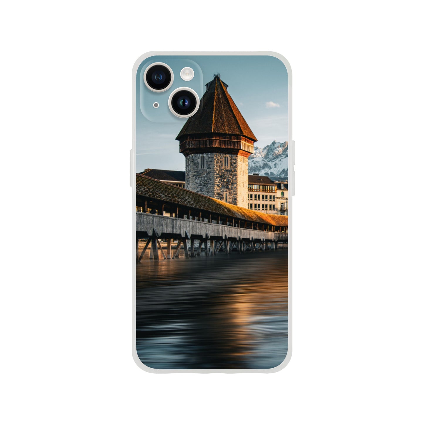 Chapel Bridge Lucerne and Pilatus – Dusk - Mobile Phone Case (Iphone &amp; Samsung)