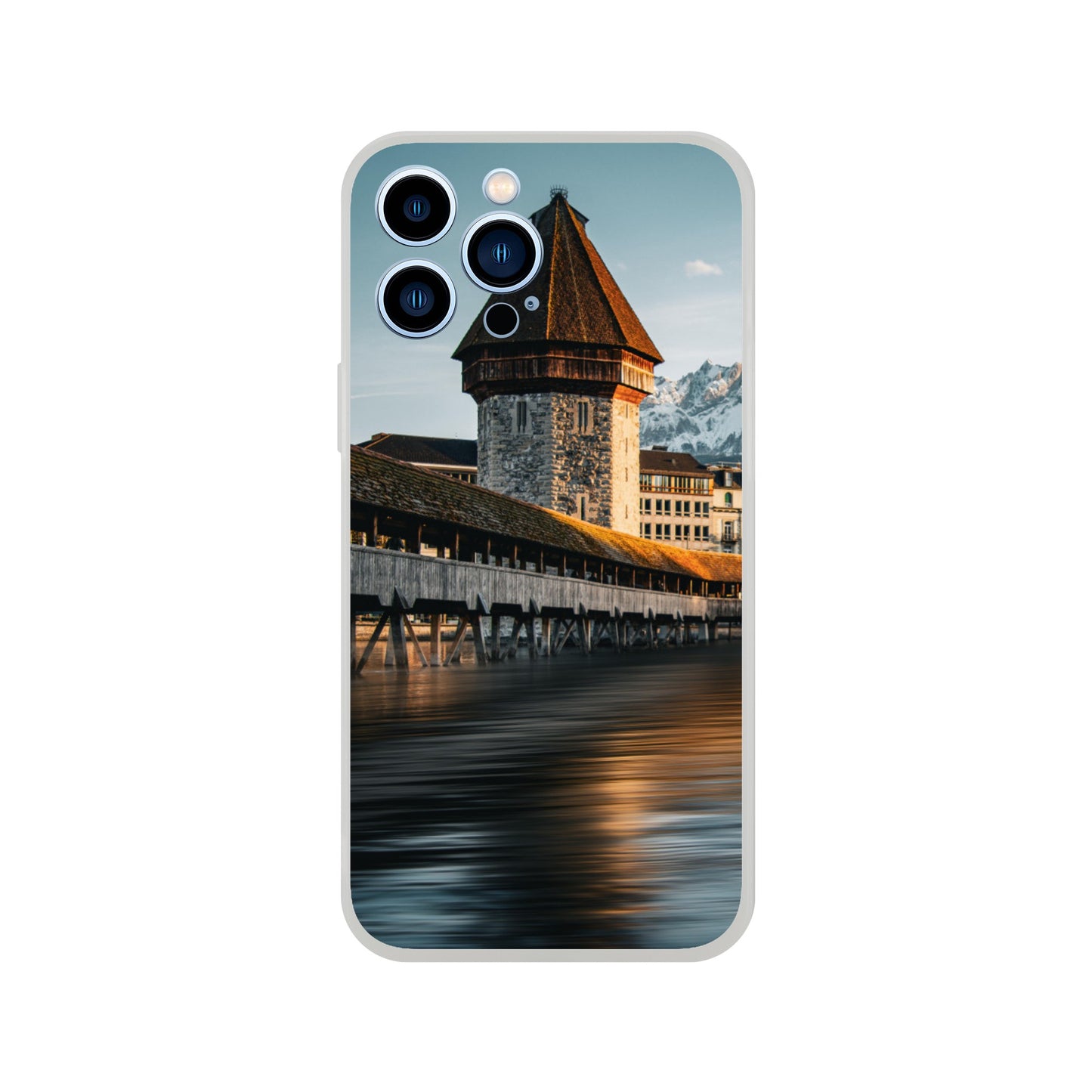 Chapel Bridge Lucerne and Pilatus – Dusk - Mobile Phone Case (Iphone &amp; Samsung)