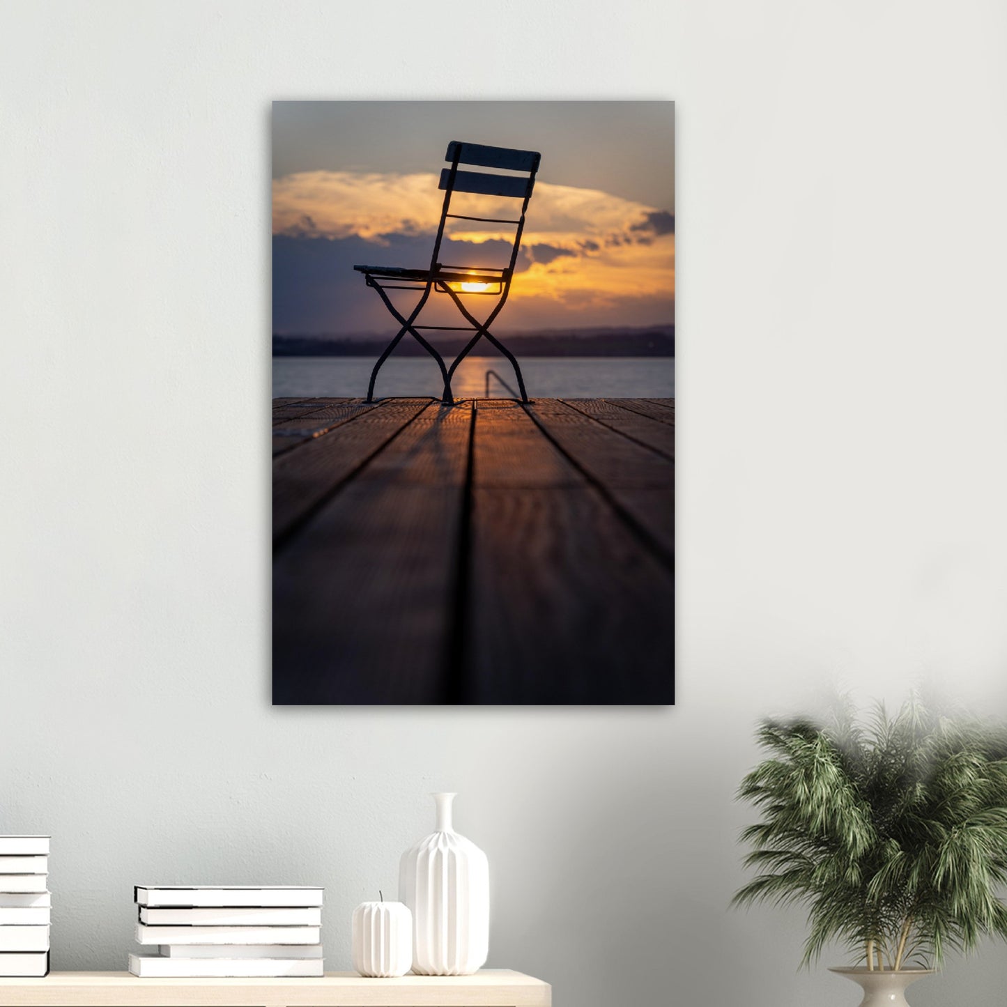 Rustic charm: sunset on the wooden pier - premium poster