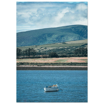 Lonely rowing boat on the sea - premium poster