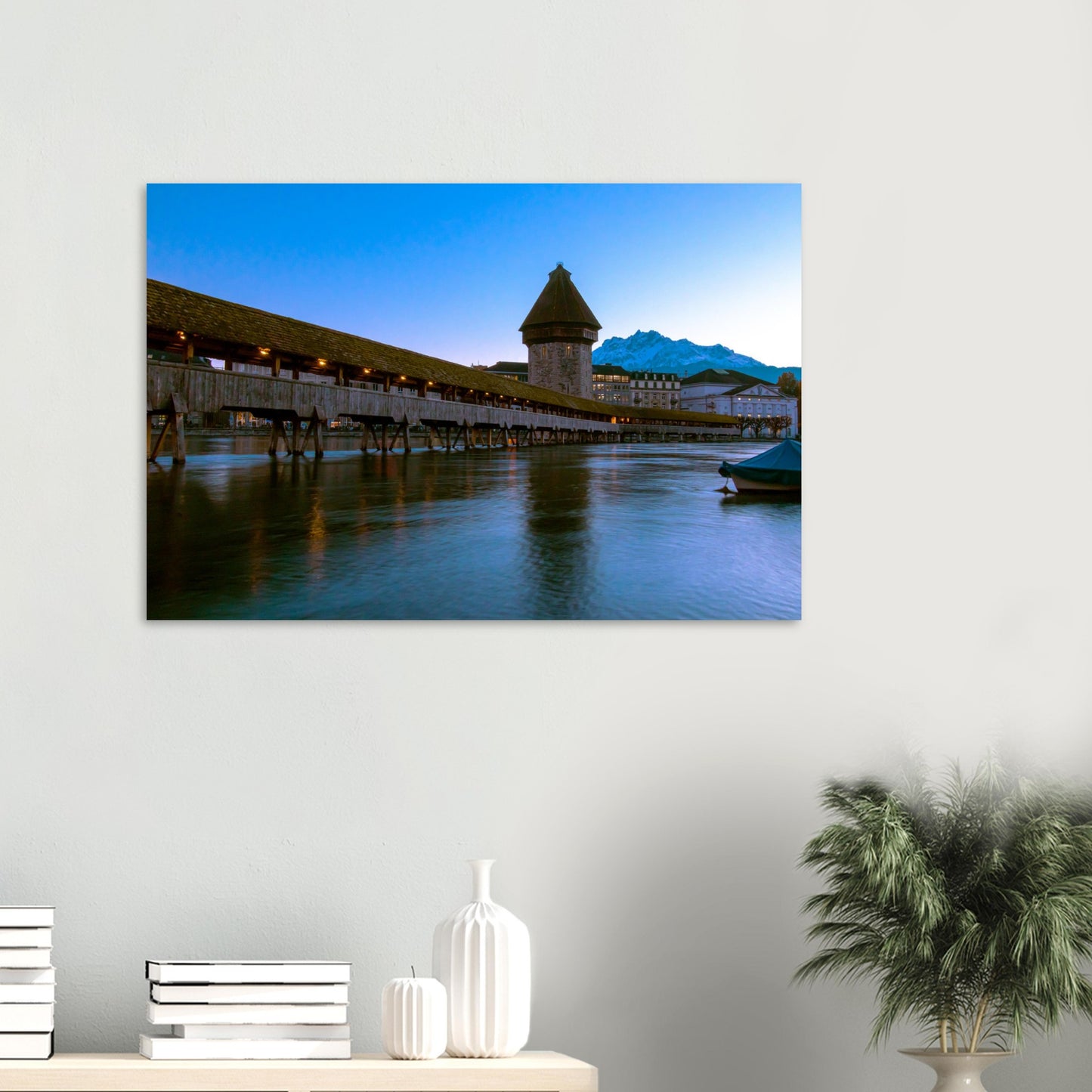 Chapel Bridge Lucerne &amp; Snowy Pilatus Forex Print