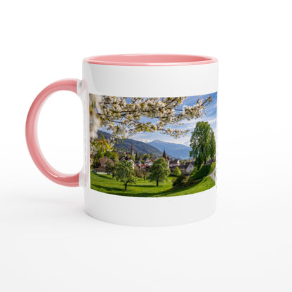 Spring Magic City of Zug Ceramic Mug - Colored Rim &amp; Handle 