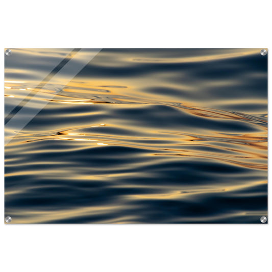 Fascinating acrylic glass print - glittering sea waves in the sunset