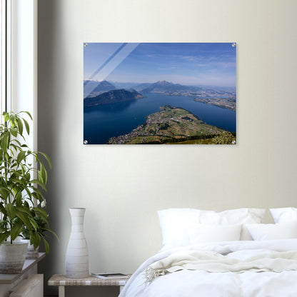 Acrylic glass print Central Switzerland: Breathtaking view over Lake Lucerne from the Rigi