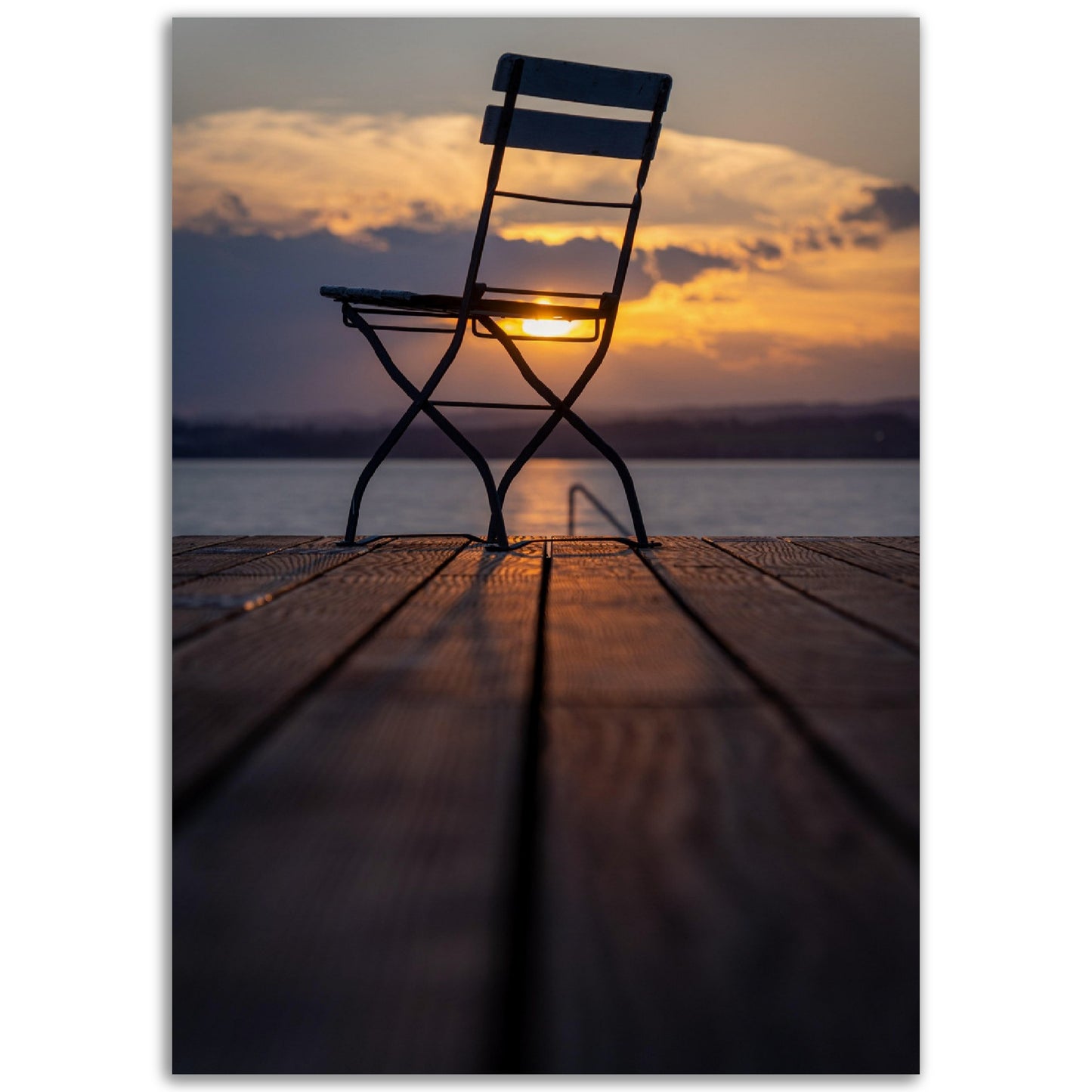 Rustic charm: sunset on the wooden pier - premium poster