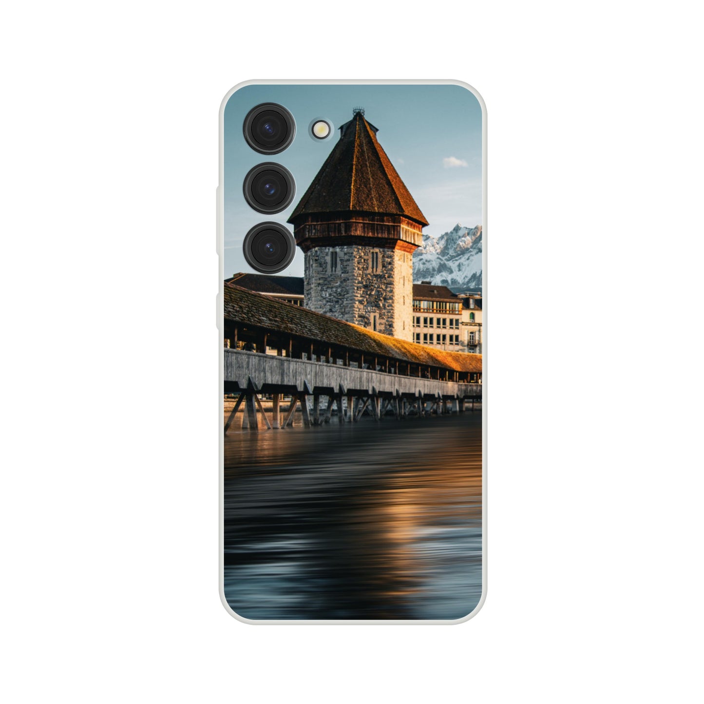 Chapel Bridge Lucerne and Pilatus – Dusk - Mobile Phone Case (Iphone &amp; Samsung)