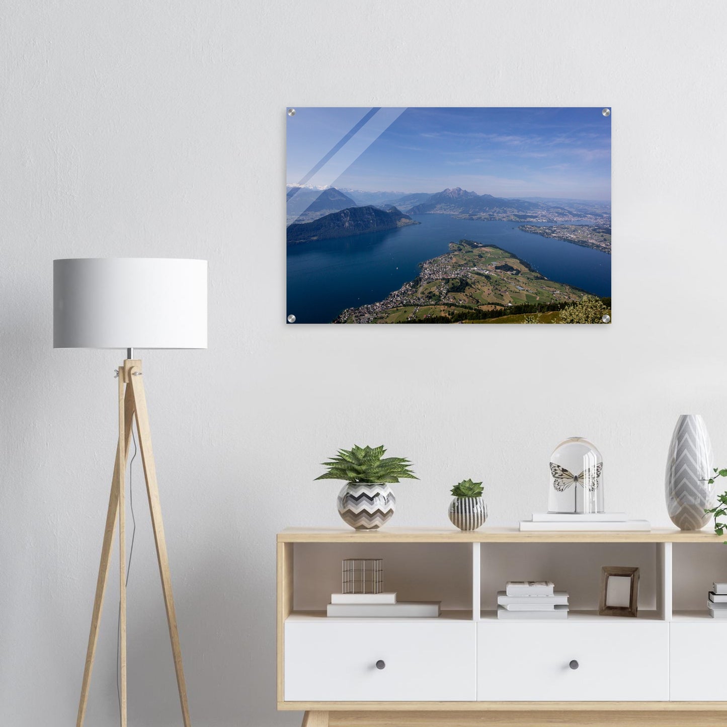 Acrylic glass print Central Switzerland: Breathtaking view over Lake Lucerne from the Rigi