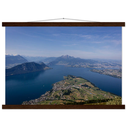 Central Switzerland Poster: Breathtaking view over Lake Lucerne Premium poster with wooden bars