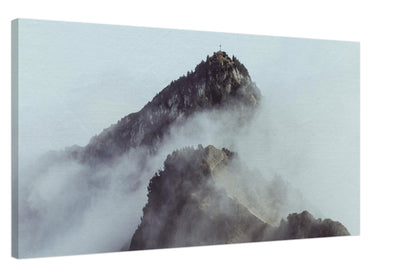 Huser Stock im Nebel Leinwand