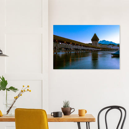 Chapel Bridge Lucerne &amp; Snowy Pilatus Forex Print