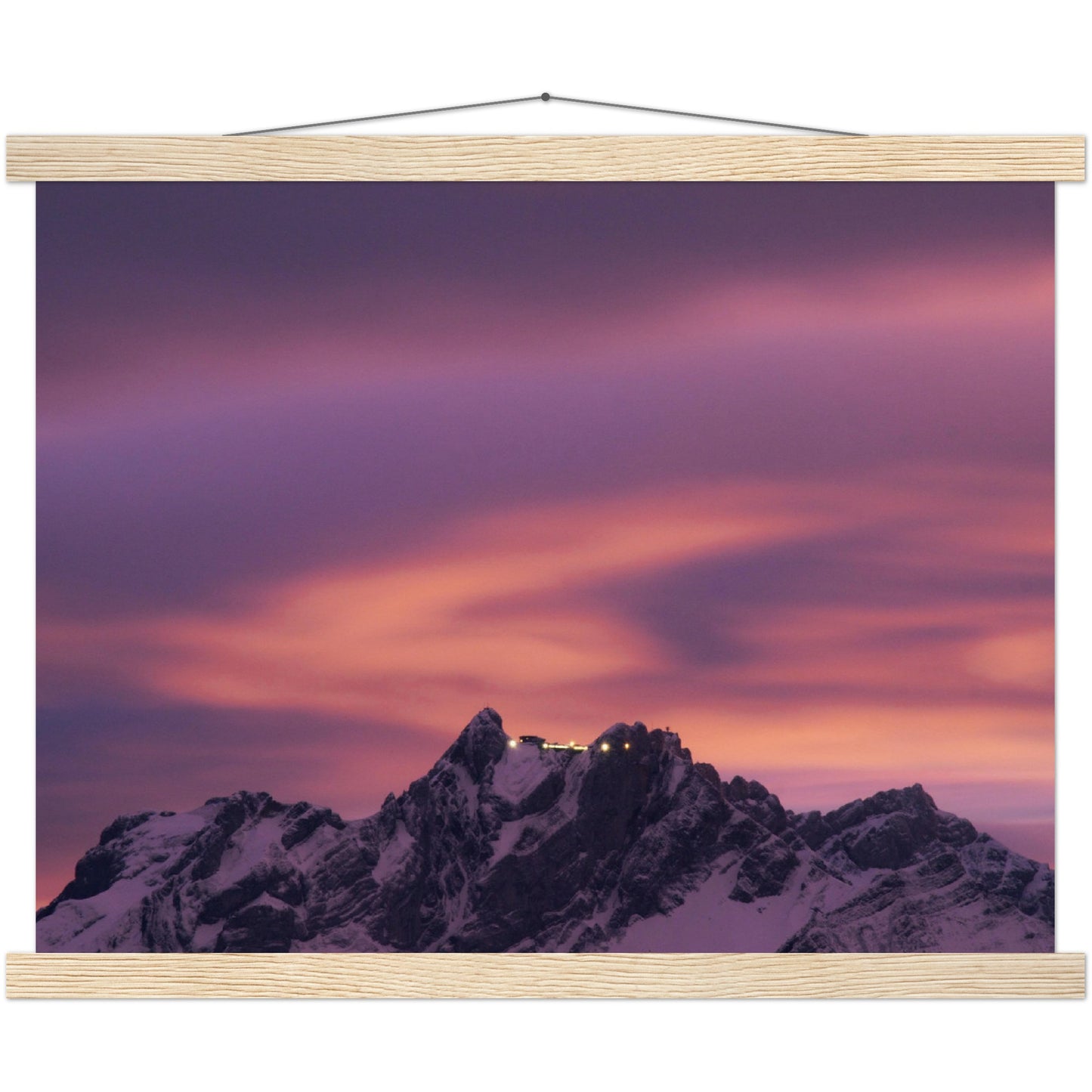 Pilatus in the evening light premium poster with wooden strips