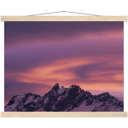 Pilatus in the evening light premium poster with wooden strips