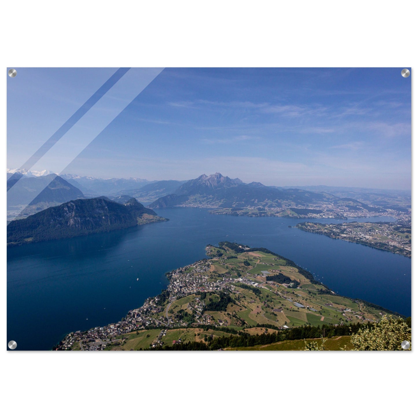 Acrylic glass print Central Switzerland: Breathtaking view over Lake Lucerne from the Rigi