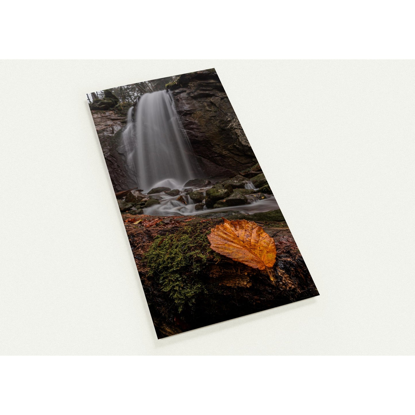 Herbstblatt am Wasserfall - 10er Set Ansichtskarten mit Umschlägen