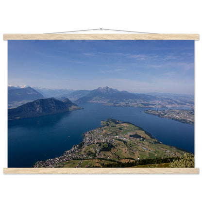 Central Switzerland Poster: Breathtaking view over Lake Lucerne Premium poster with wooden bars