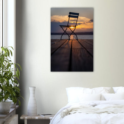 Rustic charm: sunset on the wooden pier - premium poster