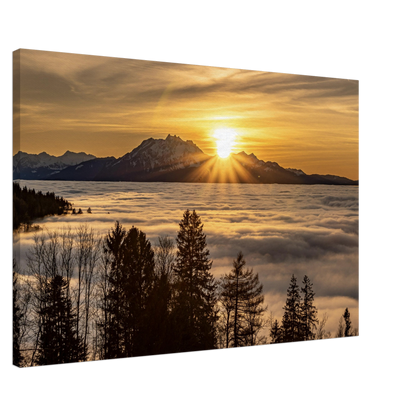 Nebelmeer Sonnenuntergang auf Leinwand