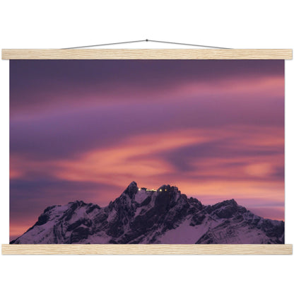 Pilatus in the evening light premium poster with wooden strips