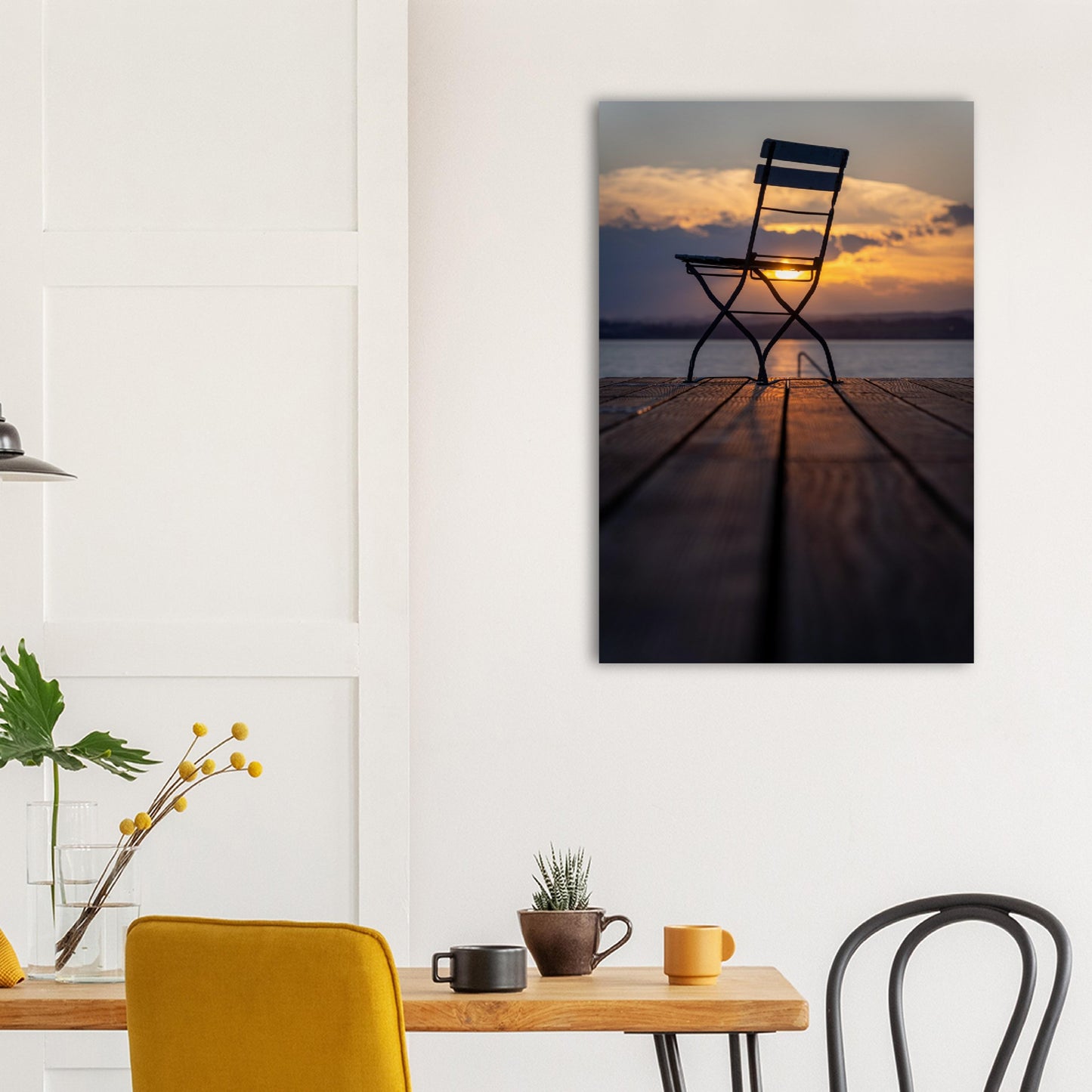 Rustic charm: sunset on the wooden pier - premium poster