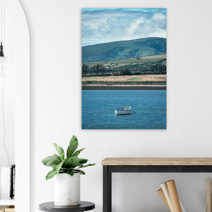 Lonely rowing boat on the sea - premium poster