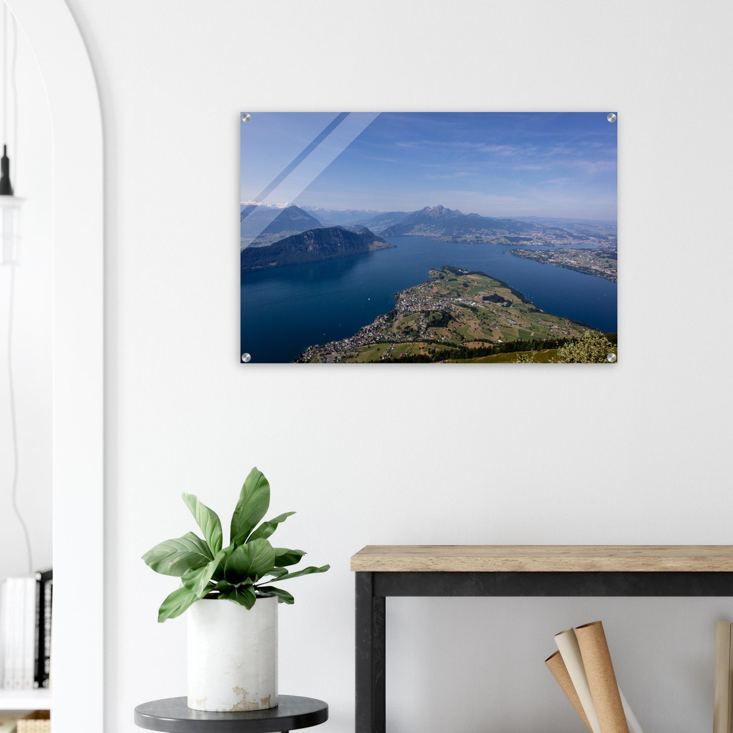 Acrylic glass print Central Switzerland: Breathtaking view over Lake Lucerne from the Rigi