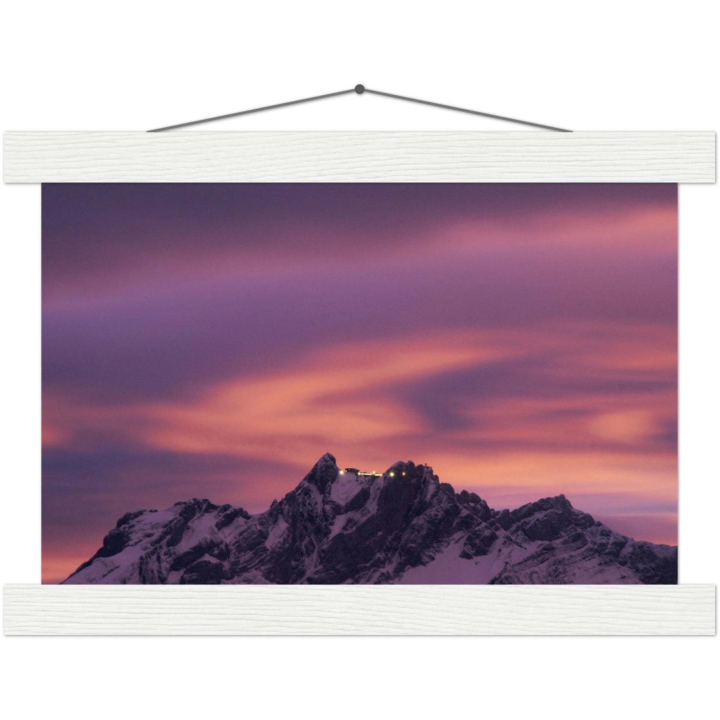 Pilatus in the evening light premium poster with wooden strips