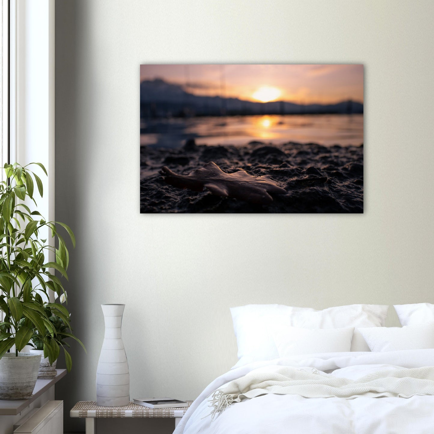 Brown Leaf in Sunset Premium Poster