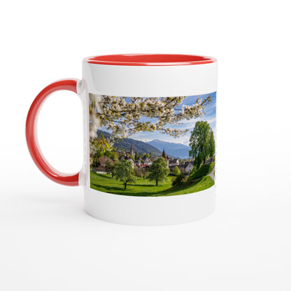 Spring Magic City of Zug Ceramic Mug - Colored Rim &amp; Handle 