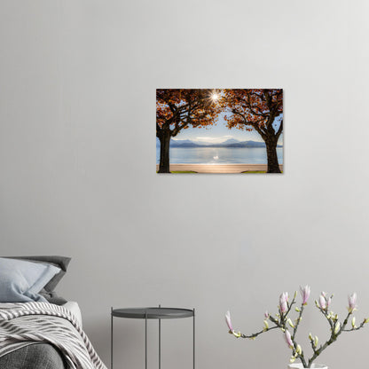 Autumn on Lake Zug with sun rays as a forex print