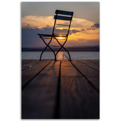 Rustic charm: sunset on the wooden pier - premium poster