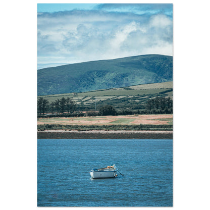 Lonely rowing boat on the sea - premium poster