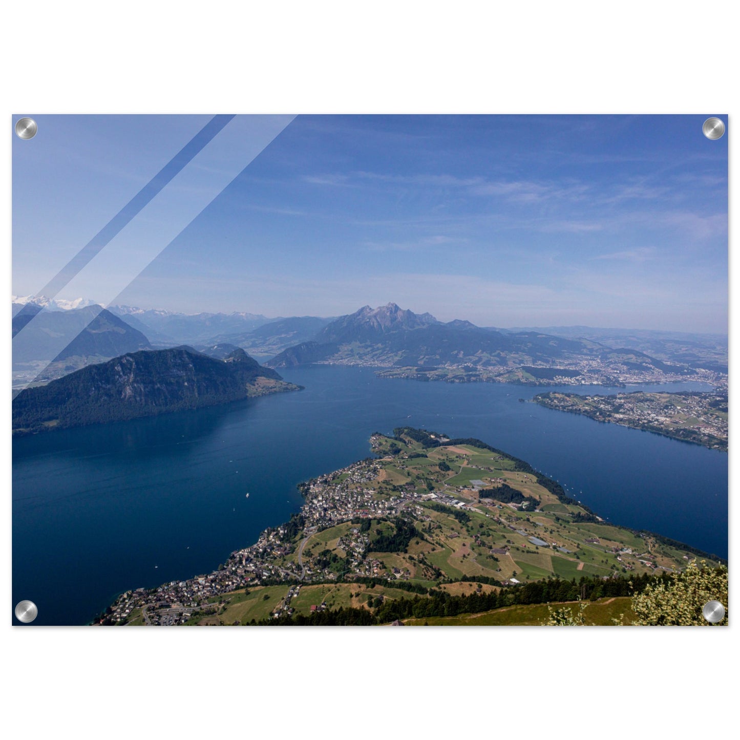 Acrylglasdruck Zentralschweiz: Atemberaubender Ausblick über den Vierwaldstättersee von der Rigi