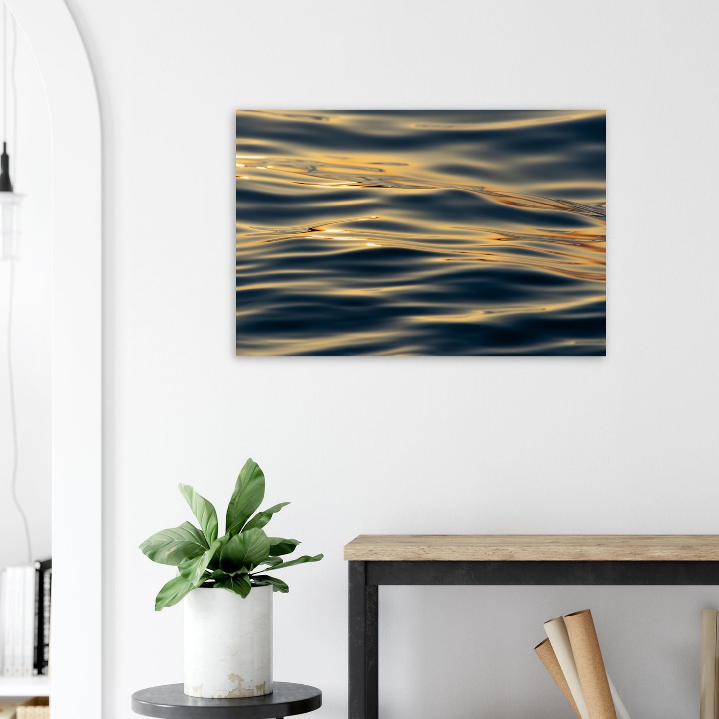 Glittering sea waves in the sunset - premium poster