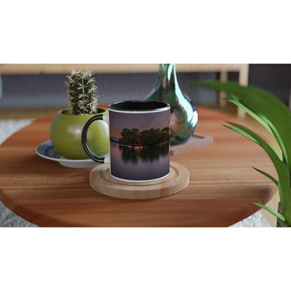 Lake Zug Sunset Ceramic Mug - Colored Rim &amp; Handle 