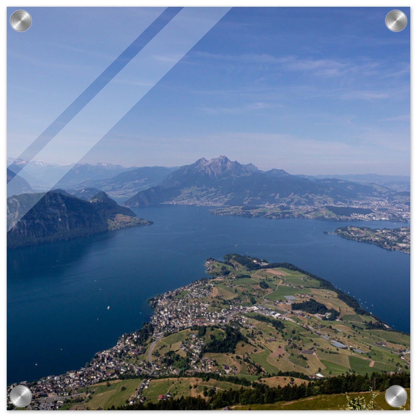 Acrylglasdruck Zentralschweiz: Atemberaubender Ausblick über den Vierwaldstättersee von der Rigi