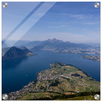 Acrylic glass print Central Switzerland: Breathtaking view over Lake Lucerne from the Rigi