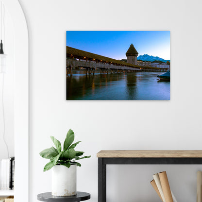 Chapel Bridge Lucerne &amp; Snowy Pilatus Forex Print