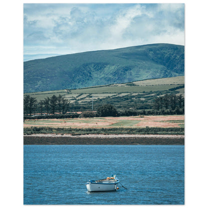 Lonely rowing boat on the sea - premium poster