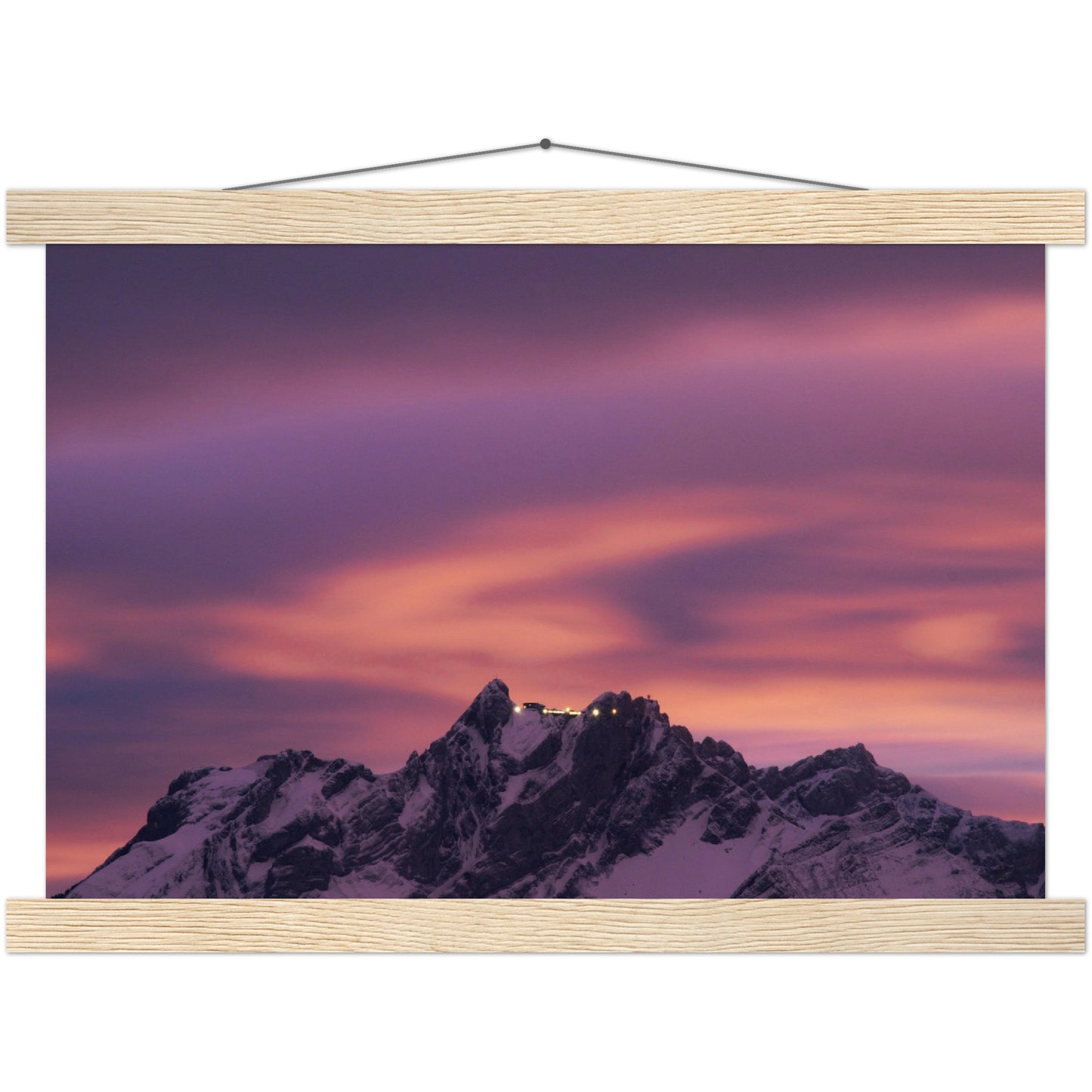 Pilatus in the evening light premium poster with wooden strips