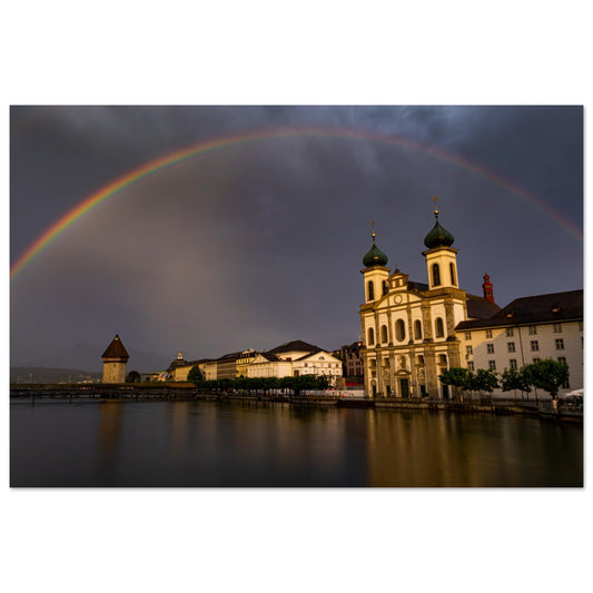 Regenbogen über Luzern - Premium Poster