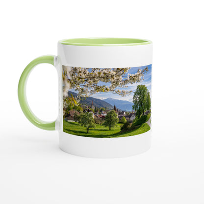 Spring Magic City of Zug Ceramic Mug - Colored Rim &amp; Handle 