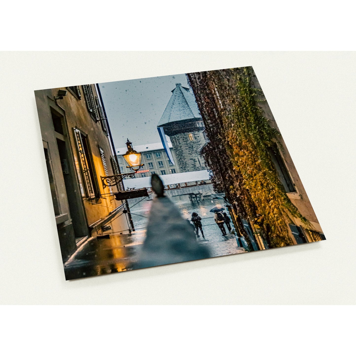 Winter magic: Chapel Bridge in the snow - set of 10 postcards with envelopes