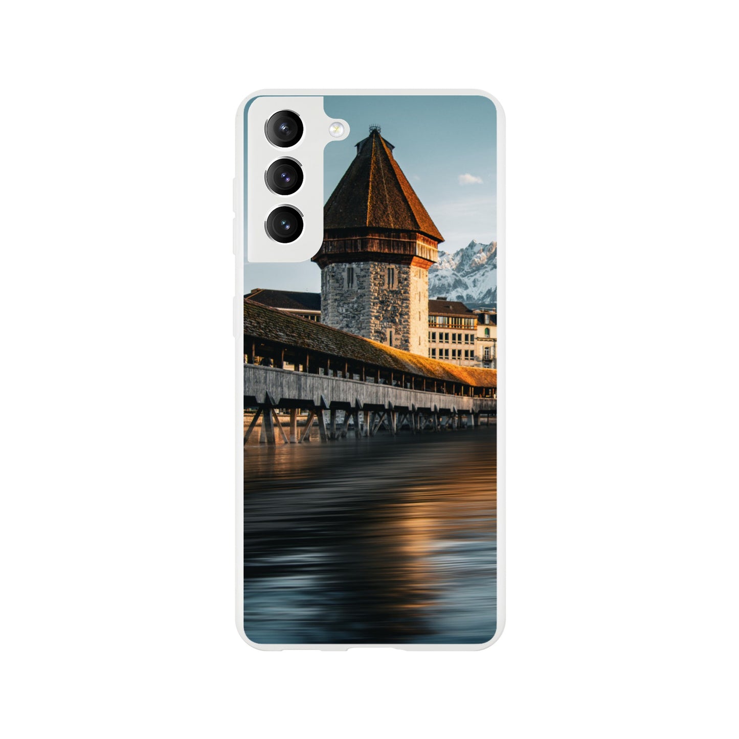 Chapel Bridge Lucerne and Pilatus – Dusk - Mobile Phone Case (Iphone &amp; Samsung)