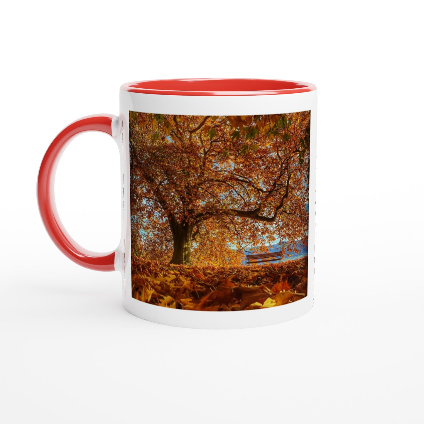 Autumn mood in Villettepark ceramic mug - colored rim &amp; handle 