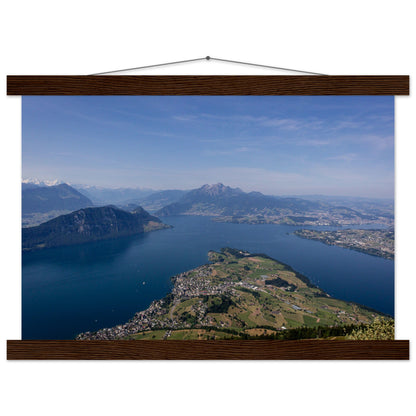 Central Switzerland Poster: Breathtaking view over Lake Lucerne Premium poster with wooden bars