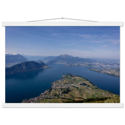 Central Switzerland Poster: Breathtaking view over Lake Lucerne Premium poster with wooden bars