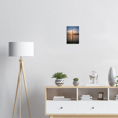 Water fountain in Lake Zug at sunset - poster