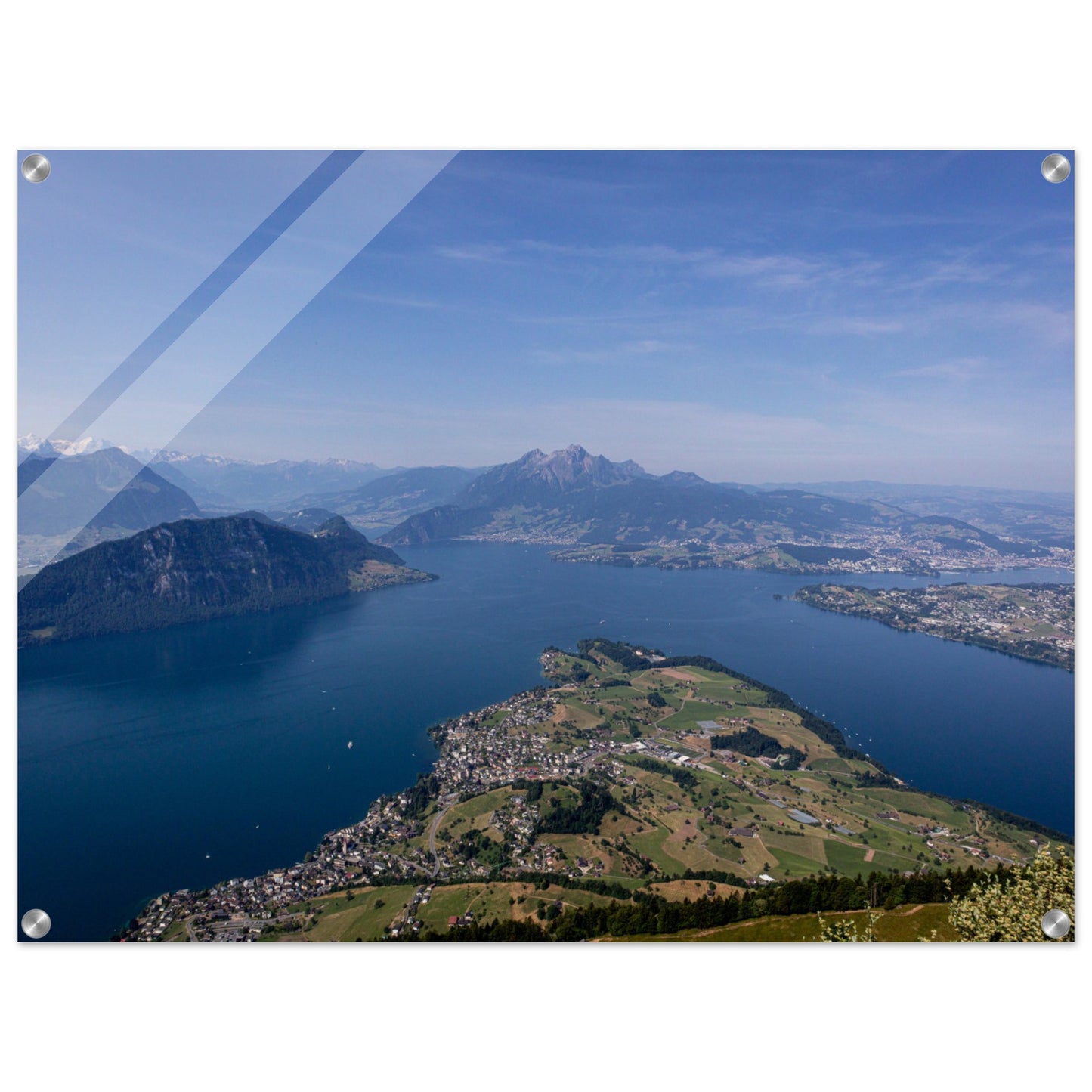 Acrylglasdruck Zentralschweiz: Atemberaubender Ausblick über den Vierwaldstättersee von der Rigi